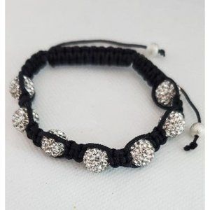 Black and Silver Crystal Bead Shambala Spiritual Bracelet Genderless